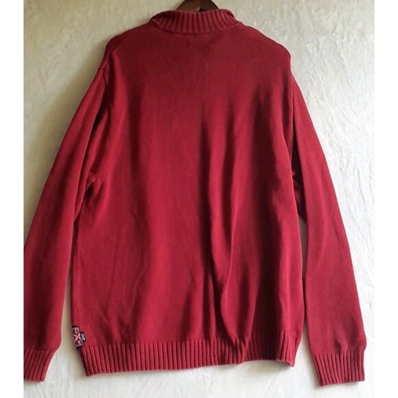 VTG Chaps XXL Holidays Reindeer Heavyweight Dad Ugly Christmas Polo Sweater Red - Picture 3 of 7